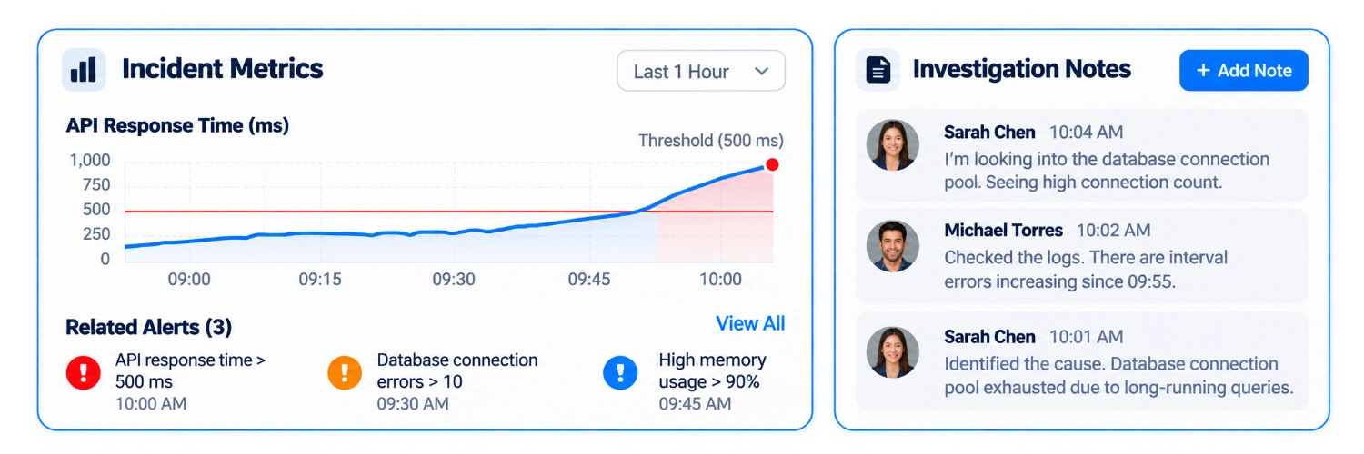 Incident metrics and investigation workspace dashboard preview
